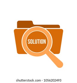 Solution Word Magnifying Glass. Vector illustration