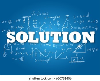 Solution word on light blue background. Vector illustration.