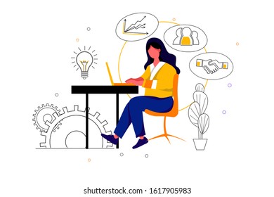 Solutions Architect concept with character. Can use for web banner, mobile app, hero images. Flat vector illustration on white background.
