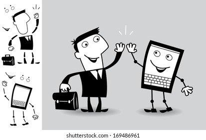 IT solutions. Business illustration (EPS 8). Animation friendly: the elements ( arms, heads etc) are in the separate layers. 