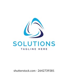 Solutions circular business logo design triangle abstract shape creative modern concept 