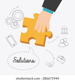 Solutions design over white background, vector illustration.