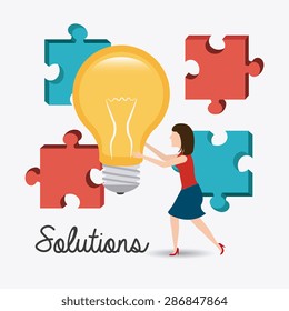 Solutions design over white background, vector illustration.