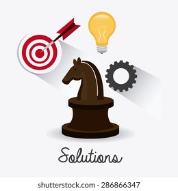 Solutions design over white background, vector illustration.