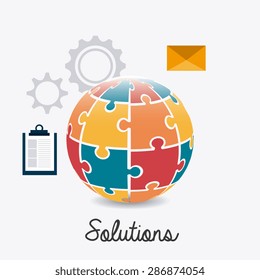 Solutions design over white background, vector illustration.