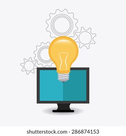 Solutions design over white background, vector illustration.
