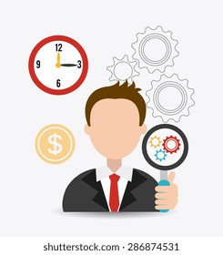 Solutions design over white background, vector illustration.