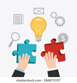 Solutions design over white background, vector illustration.