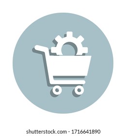 Solutions for e-commerce badge icon. Simple glyph, flat vector of seo and development icons for ui and ux, website or mobile application