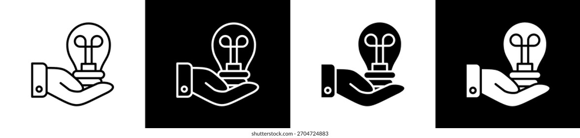 Solutions icon variations in line and glyph style on black and white background