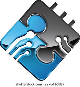 it solutions  puzzle  creative logo 