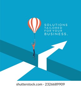 Solutions tailored for your business. Business Solution, Idea, Concept, Sales Growth, Inspirational Creative Concept Vector Design