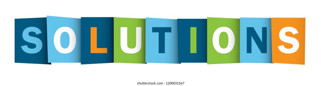 SOLUTIONS vector letters banner