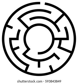 Solvable circular maze element isolated on white