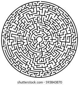 Solvable circular maze element isolated on white