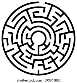 Solvable circular maze element isolated on white