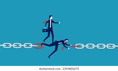 Solve business connection problems. Selfless businessman connecting chains together