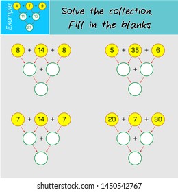 Solve the collection process. Fill in the blanks.