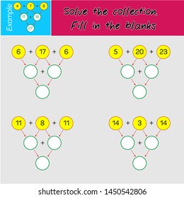 Solve the collection process. Fill in the blanks.