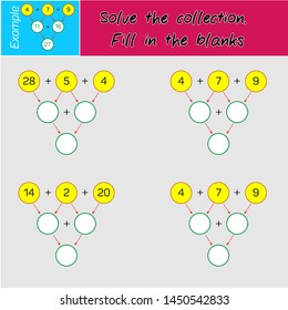Solve the collection process. Fill in the blanks.