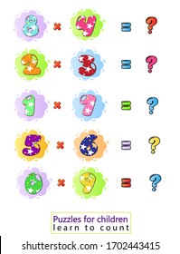 solve examples ,Workbook on mathematics for preschool education.learn to multiply, puzzles for children. Vector