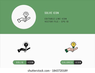 Solve Icons Set Editable Stroke Vector Illustration. Problem Solving Advise Symbol. Icon Line Style On Isolated Background For Ui Mobile App, Web Design, And Presentation.