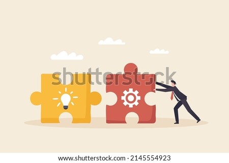 Solve ideas, solve business problems with innovative creative processes.
Find the missing parts of the project and reach the goal.
A businessman assembles the jigsaw puzzle.