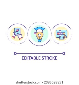 Solve logical issue loop concept icon. Brain training games. Crossword puzzle. Generate ideas abstract idea thin line illustration. Isolated outline drawing. Editable stroke. Arial font used