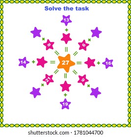 Solve the math lesson adding and subtracting. vector