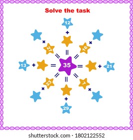 Solve the math lesson by adding and subtracting. vector