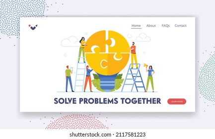 Solve Problems Together Landing Page Template Stock Vector (Royalty ...