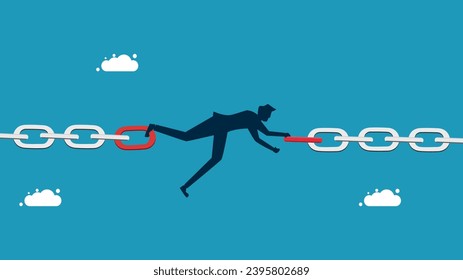 Solve risks or weaknesses of the business. Businessmen holding chains together
