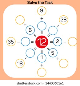 Solve the task IQ Test Practical questions intelligence questions Practical Questions. Worksheet. Mathematical puzzle game. Learning mathematics, tasks for addition for preschool children.