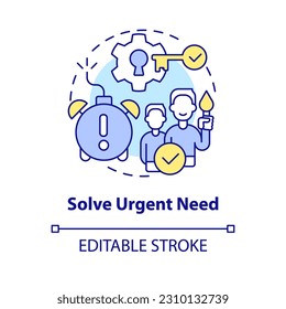 Solve urgent need concept icon. New product. Successful entrepreneur. Customer experience. Business strategy abstract idea thin line illustration. Isolated outline drawing. Editable stroke
