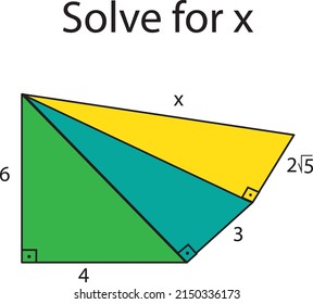 Solve for x in the right triangles problem