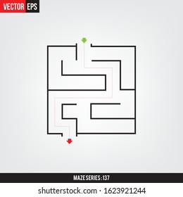 Solved Abstract complex square labyrinth Black color on a grey background flat illustration