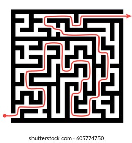 Solved labyrinth. Maze Vector illustration