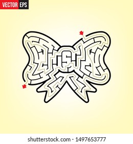 solved maze with bow shape in light yellow background