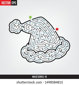 Solved Maze cap shape with green arrow for start and red arrow for end in grey background 