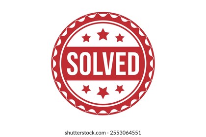 SOLVED Red rubber stamp on white background. SOLVED stamp sign. SOLVED stamp.