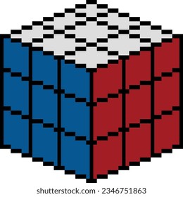 Solved rubik cube made with pixel art