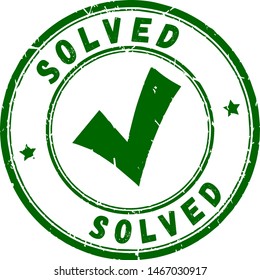 Solved sign on white background