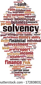 Solvency word cloud concept. Collage made of words about solvency. Vector illustration