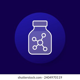 solvent bottle icon, white outlined design