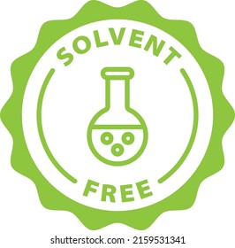 solvent free green stamp outline badge icon label isolated rounded vector on transparent background