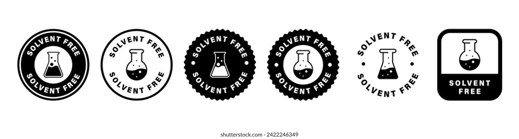 Solvent Free - set of vector round labels for product packaging.
