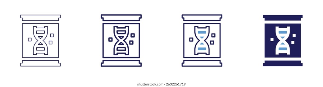 Ícone de recuperação de solvente em 4 estilos diferentes. Linha Fina, Linha, Linha Negrito, Duotônico. Estilo duotônico. Traçado editável.
