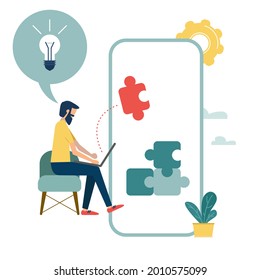 Сoncept of solving business problems. Abstract head of person filled with new ideas thoughts vector Brainstorming, beginning and end to thought, abstract metaphor. Businessman.