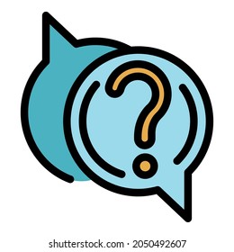Solving chat problem icon. Outline solving chat problem vector icon color flat isolated