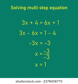 Solving multi step equations examples. Mathematics resources for teachers and students.